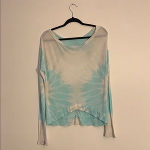 Hard Tail Blue Tie Dye Open Back Long Sleeve Tee